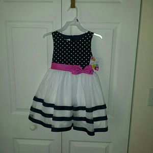 NWT Navy, White & Pink Little Girl's Dress Size 5